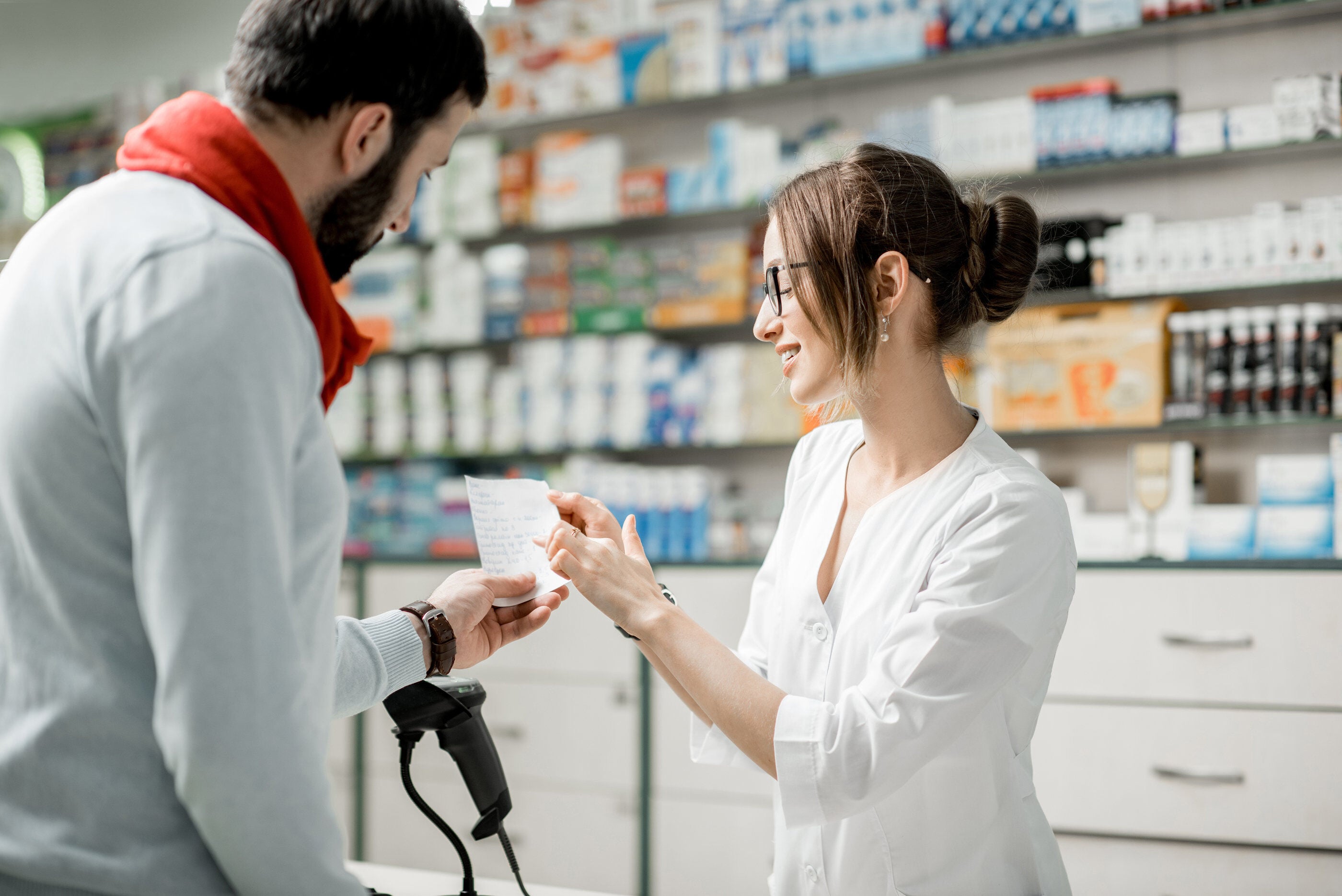 person at a pharmacy 