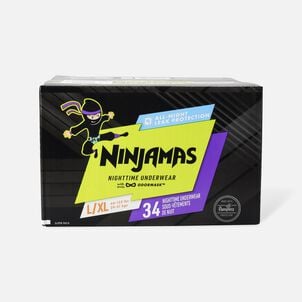 Ninjamas Nighttime Bedwetting Underwear, Boy, Size L/XL, 34 ct.