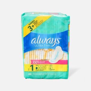 Always Ultra Thin Pads, Unscented with Wings