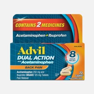 Advil Back Pain Dual Action Acetaminophen + Ibuprofen Coated Caplets, 72 ct.